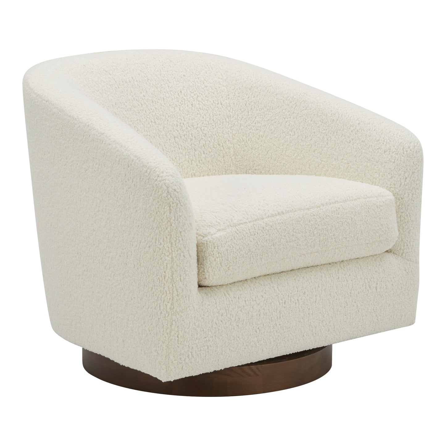 Oscy Faux Shearling White Swivel Chair - Ornate Home