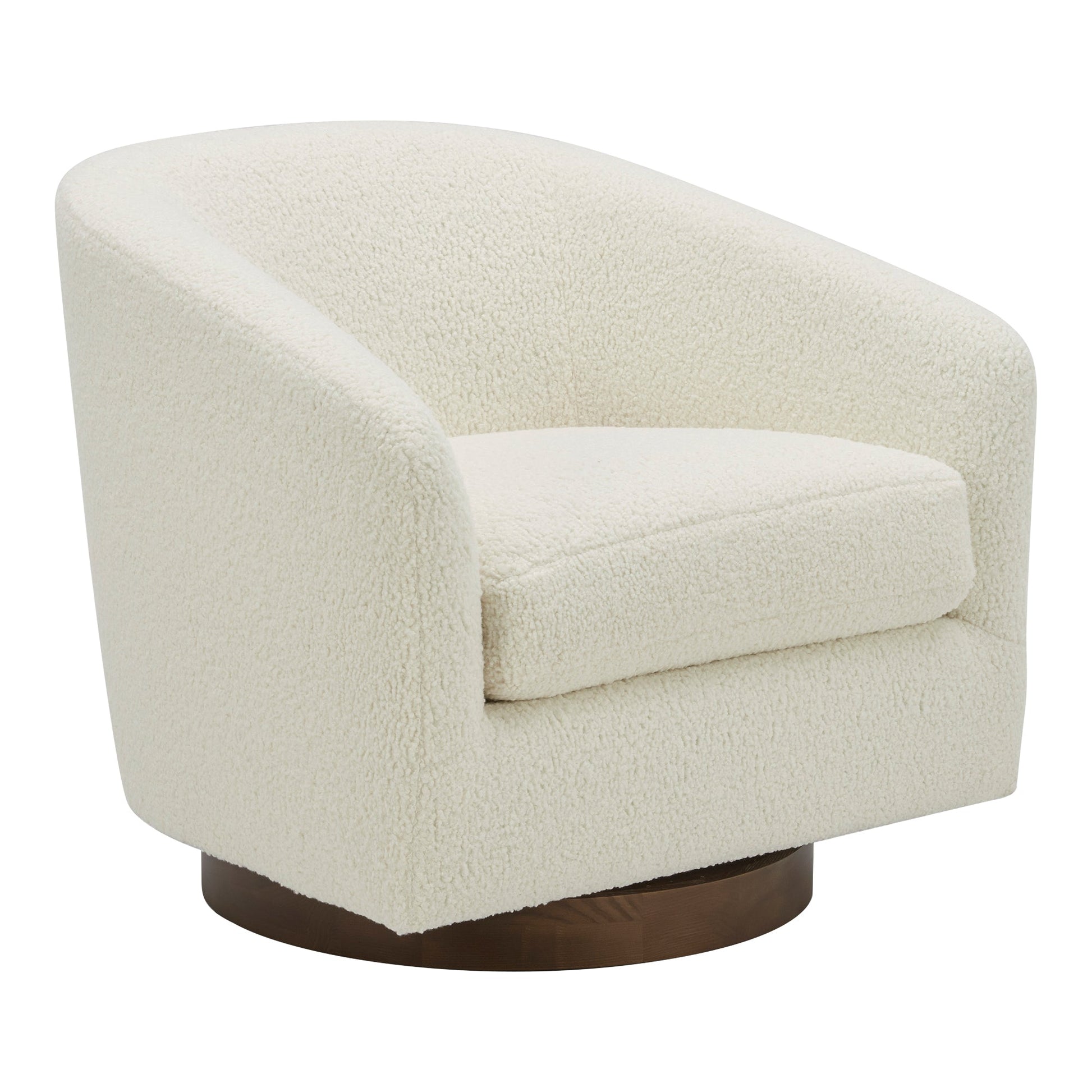 Oscy Faux Shearling White Swivel Chair - Ornate Home