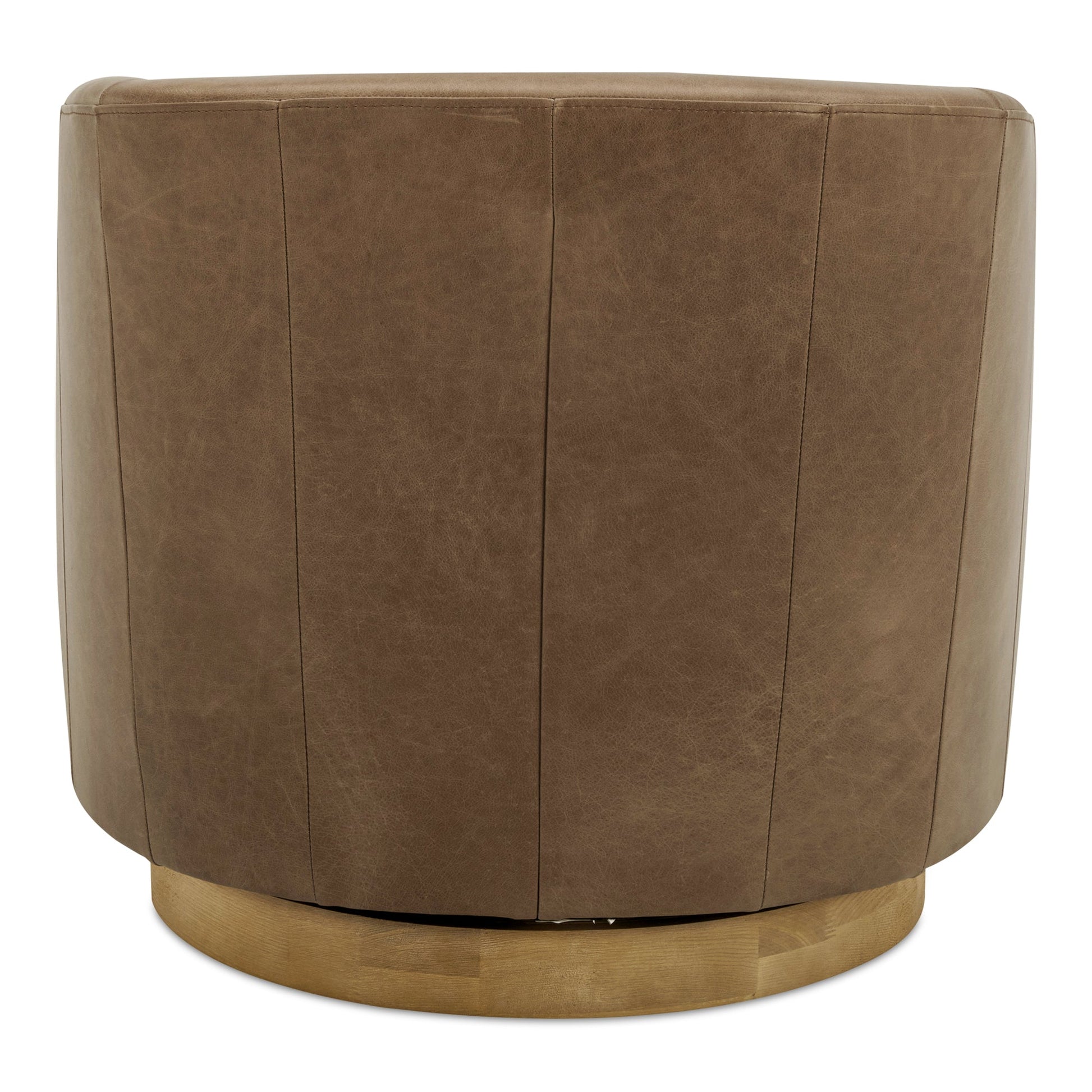 Oscy Tan Leather Leather Swivel Chair - Ornate Home