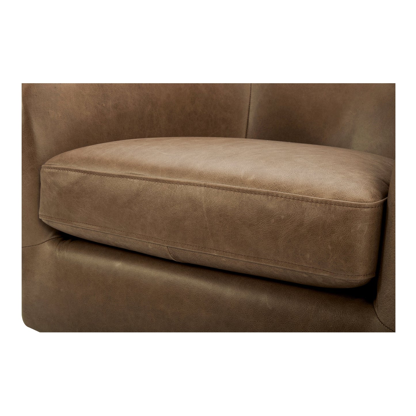 Oscy Tan Leather Leather Swivel Chair - Ornate Home