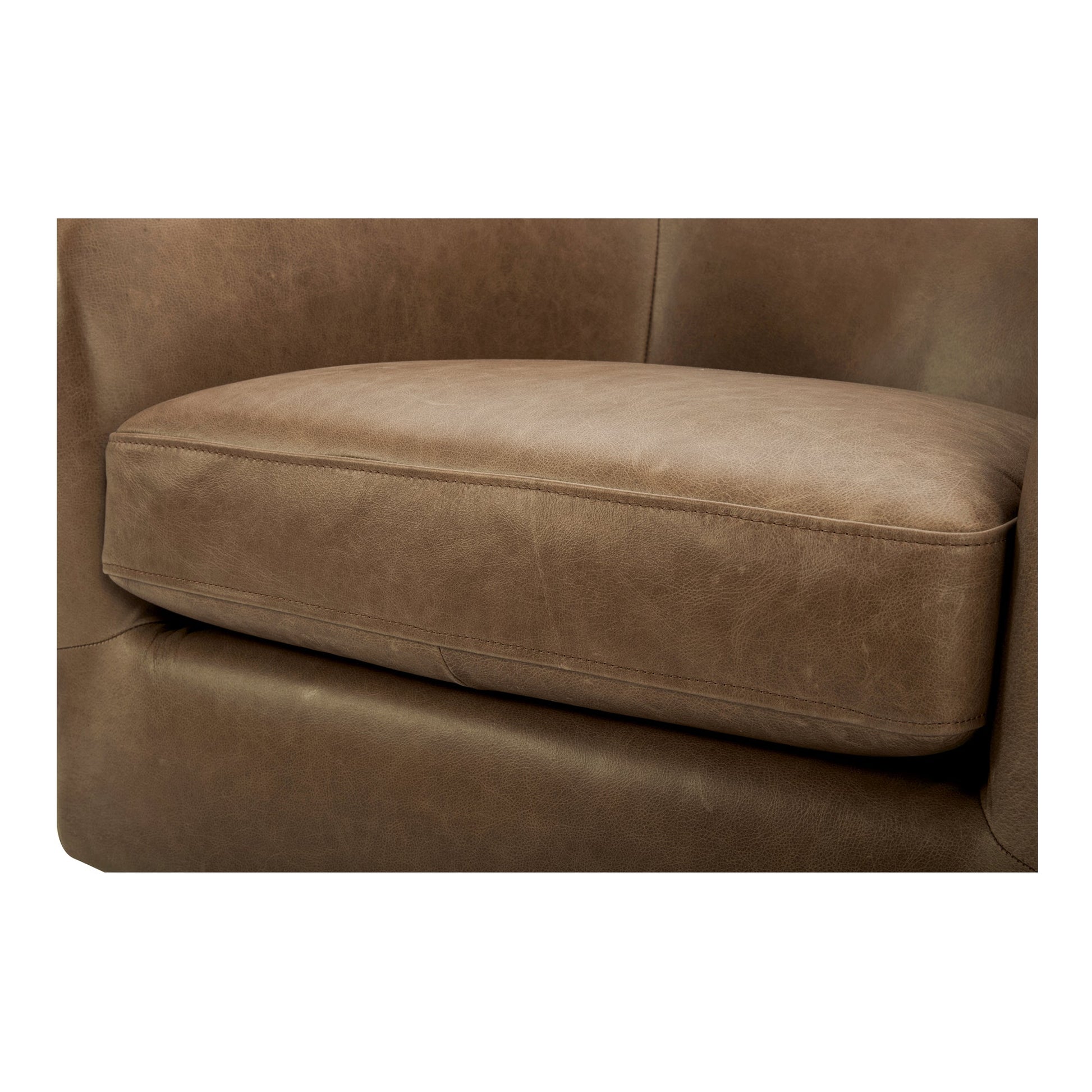 Oscy Tan Leather Leather Swivel Chair - Ornate Home