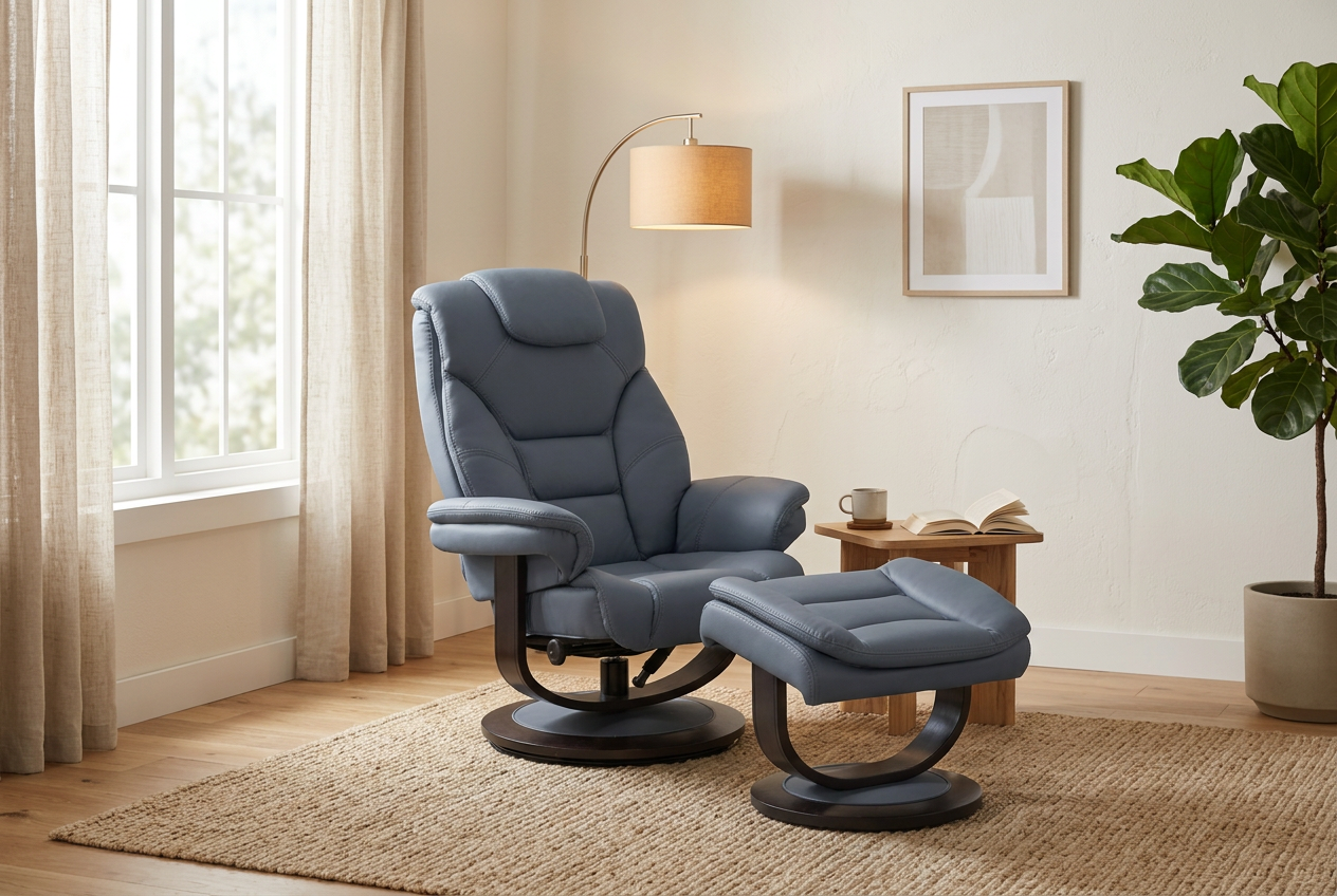 Oslo Euro Recliner w/ Ottoman - Ornate Home