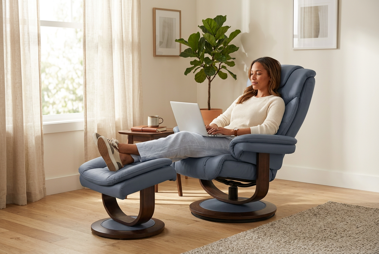 Oslo Euro Recliner w/ Ottoman - Ornate Home
