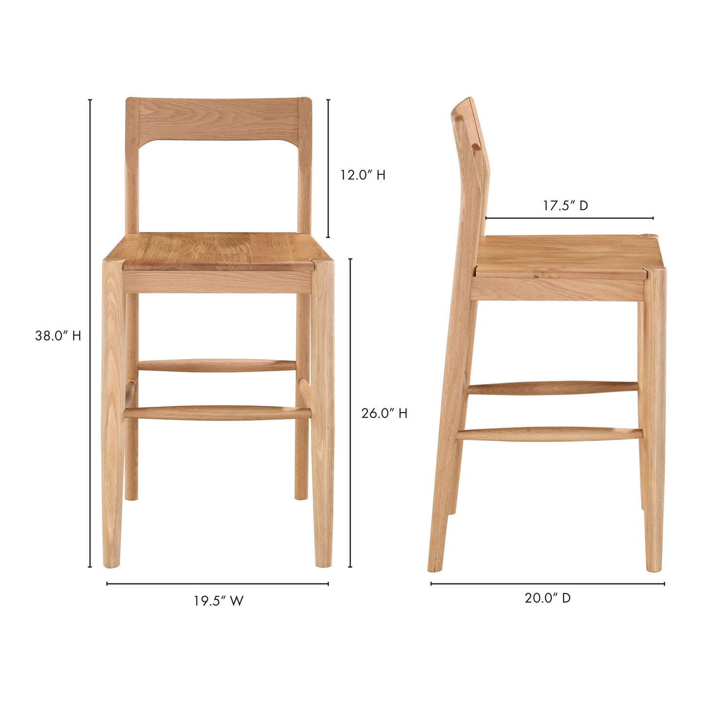 Owing Natural Oak Counter Stool - Ornate Home