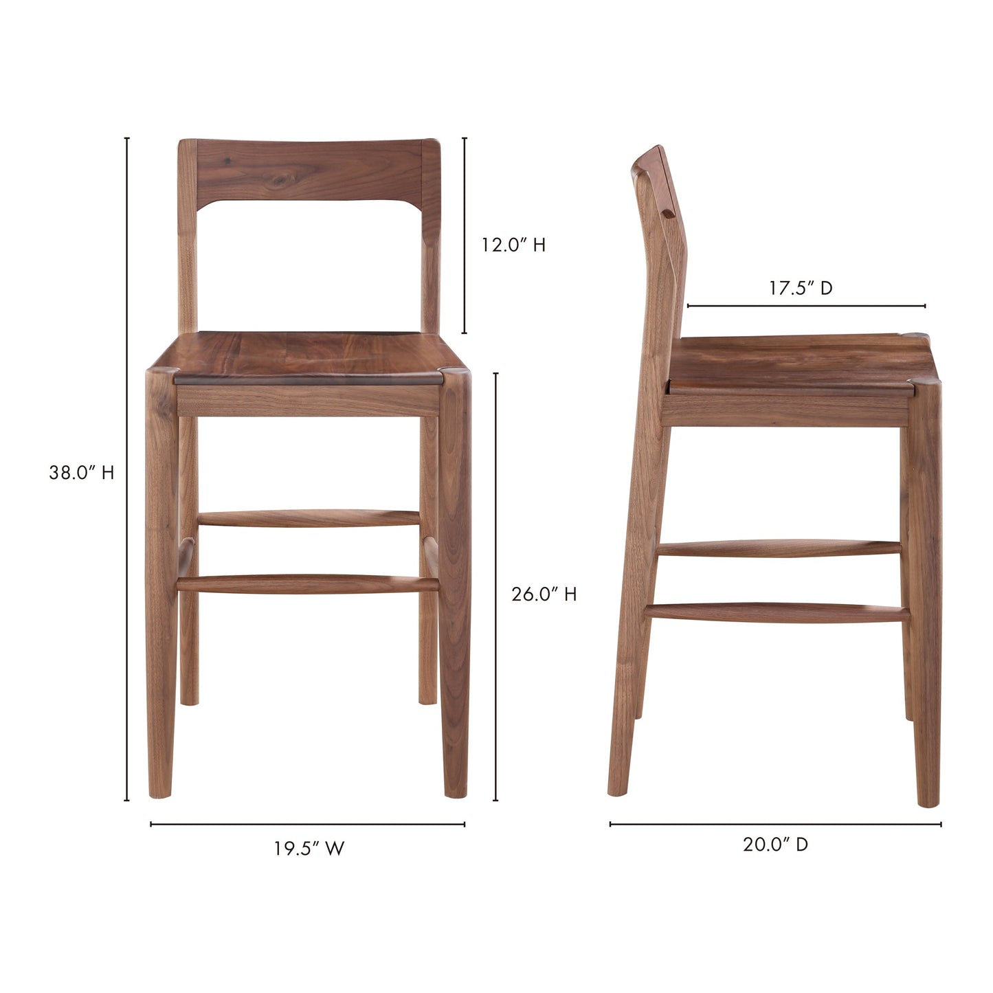 Owing Walnut Brown Counter Stool - Ornate Home