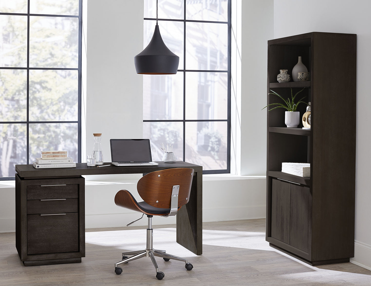 Oxford Single Pedestal Desk in Basalt Grey - Ornate Home