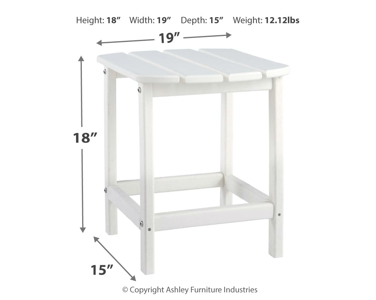 Sundown Treasure White Adirondack Chair with End Table