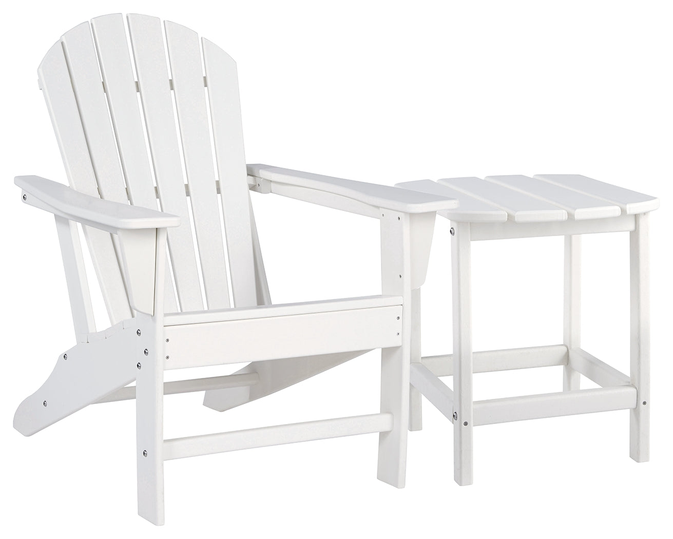 Sundown Treasure White Adirondack Chair with End Table