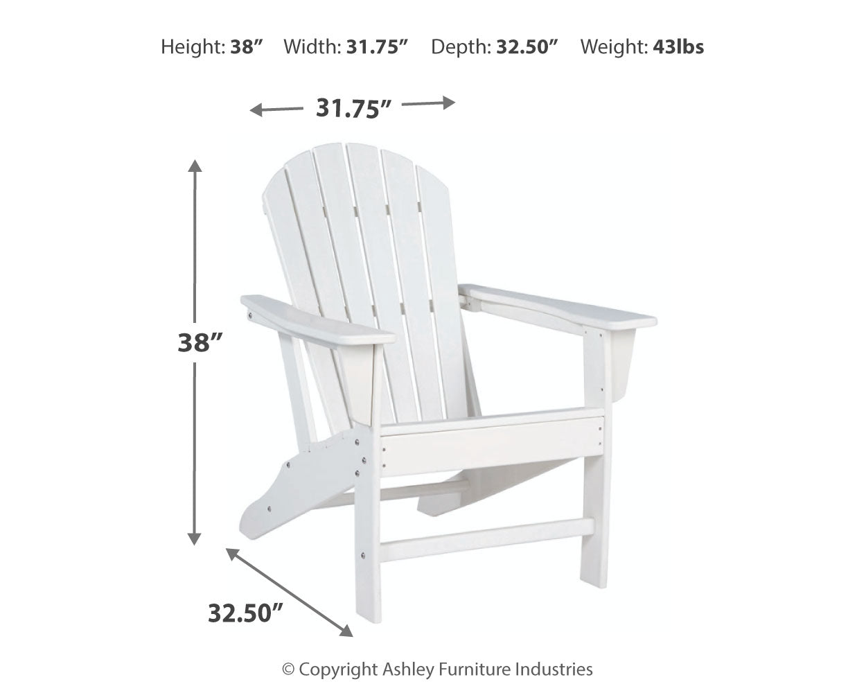 Sundown Treasure White Adirondack Chair with End Table