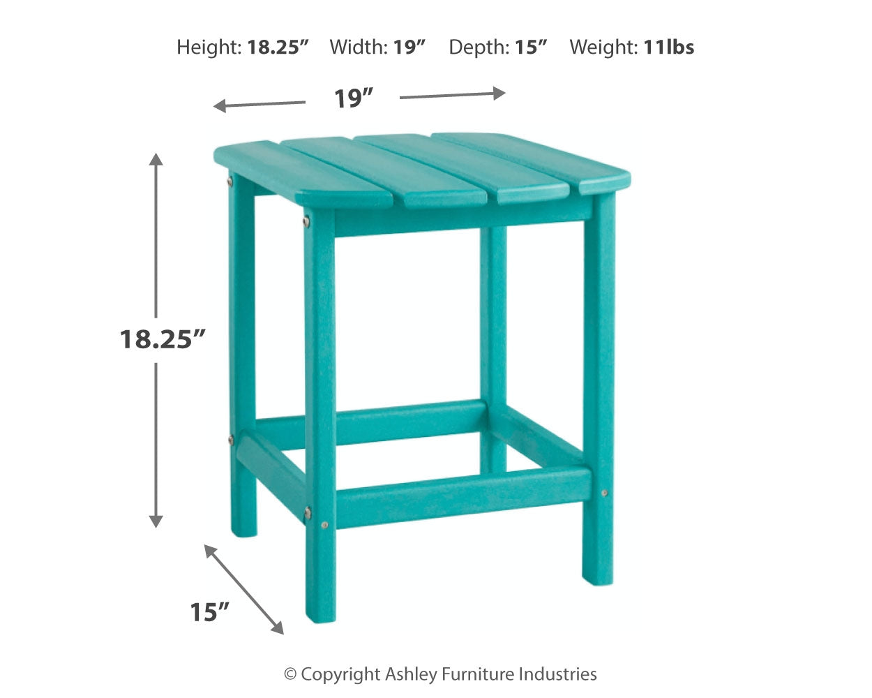 Sundown Treasure Turquoise Adirondack Chair with End Table