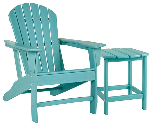 Sundown Treasure Turquoise Adirondack Chair with End Table