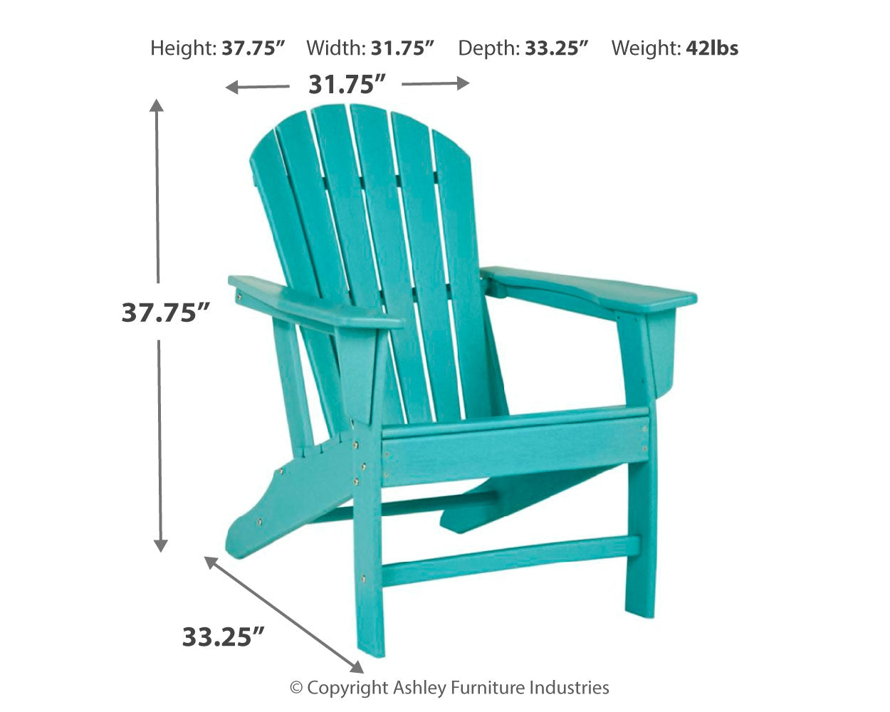 Sundown Treasure Turquoise Adirondack Chair with End Table