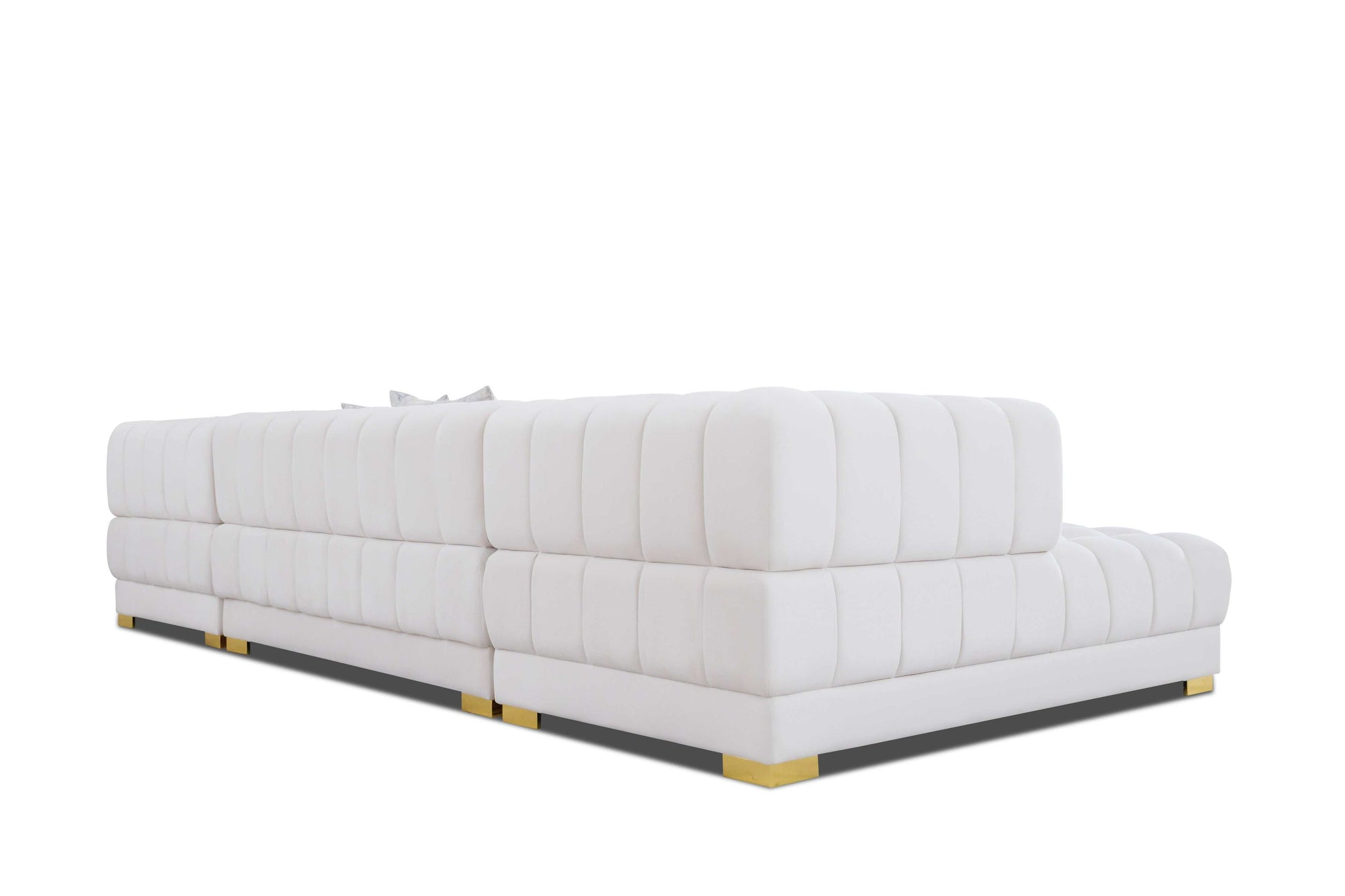 Lipa Ivory Velvet Double Chaise "U" Shape Sectional Sofa - Ornate Home