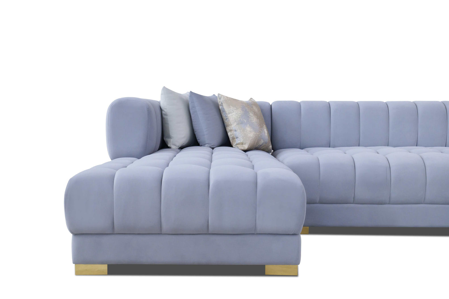 Lipa Gray Velvet Double Chaise "U" Shape Sectional Sofa - Ornate Home