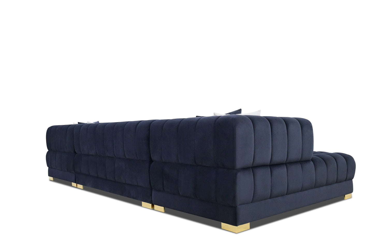 Lipa Black Velvet Double Chaise "U" Shape Sectional Sofa - Ornate Home