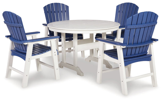 Crescent Luxe White Outdoor Dining Table with 4 Chairs