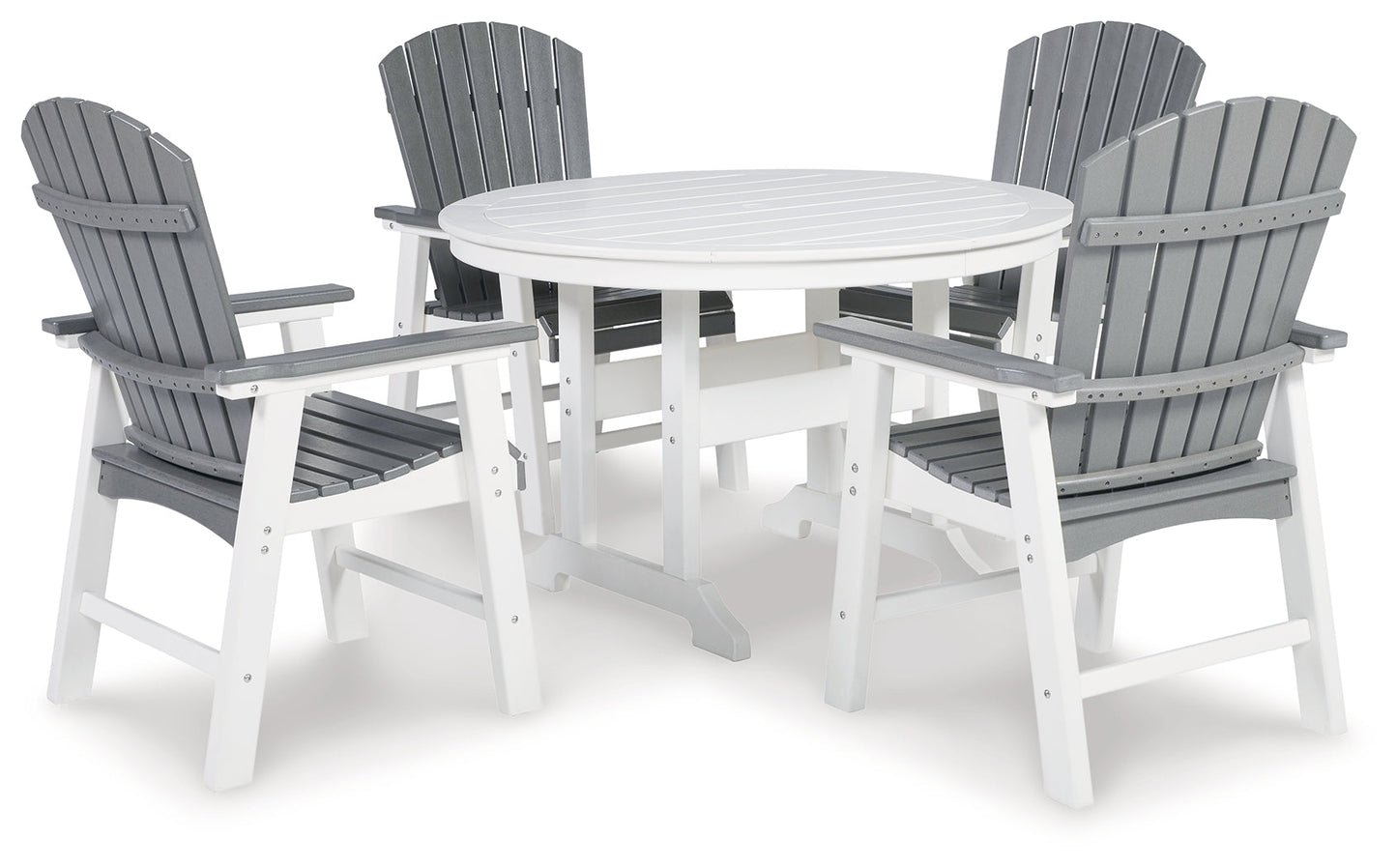 Crescent Luxe White Outdoor Dining Table with 4 Chairs