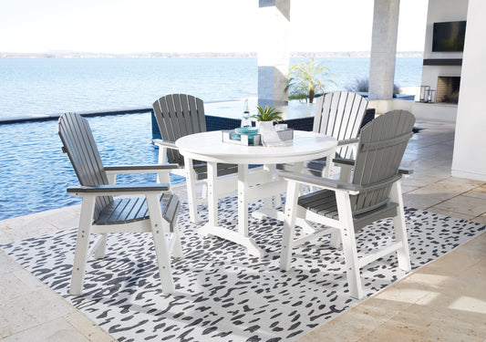 Crescent Luxe White Outdoor Dining Table with 4 Chairs