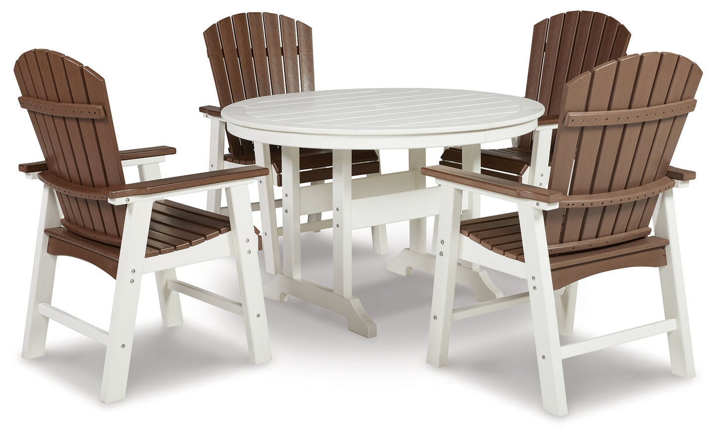 Crescent Luxe White Outdoor Dining Table with 4 Chairs