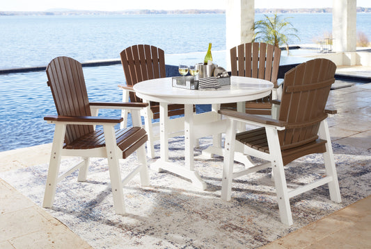 Crescent Luxe White Outdoor Dining Table with 4 Chairs