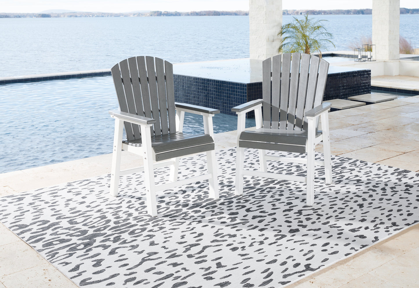 Transville Gray/White Outdoor Dining Arm Chair (Set of 2)