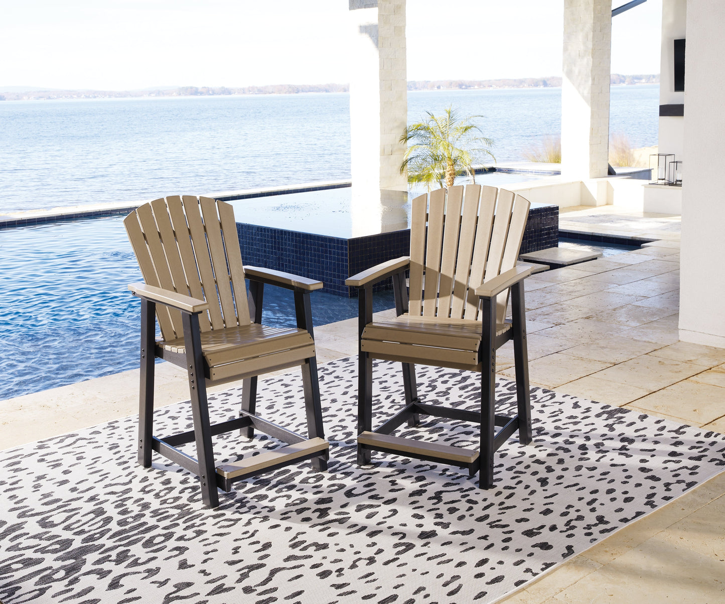 Fairen Trail Black/Driftwood Outdoor Counter Height Bar Stool (Set of 2)