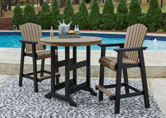 Fairen Trail Black/Driftwood Outdoor Counter Height Dining Table with 2 Barstools