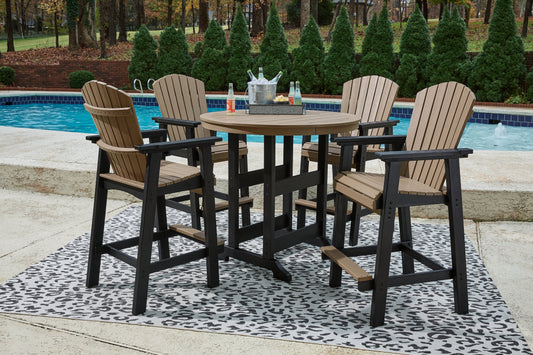 Fairen Trail Black/Driftwood Outdoor Counter Height Dining Table with 4 Barstools