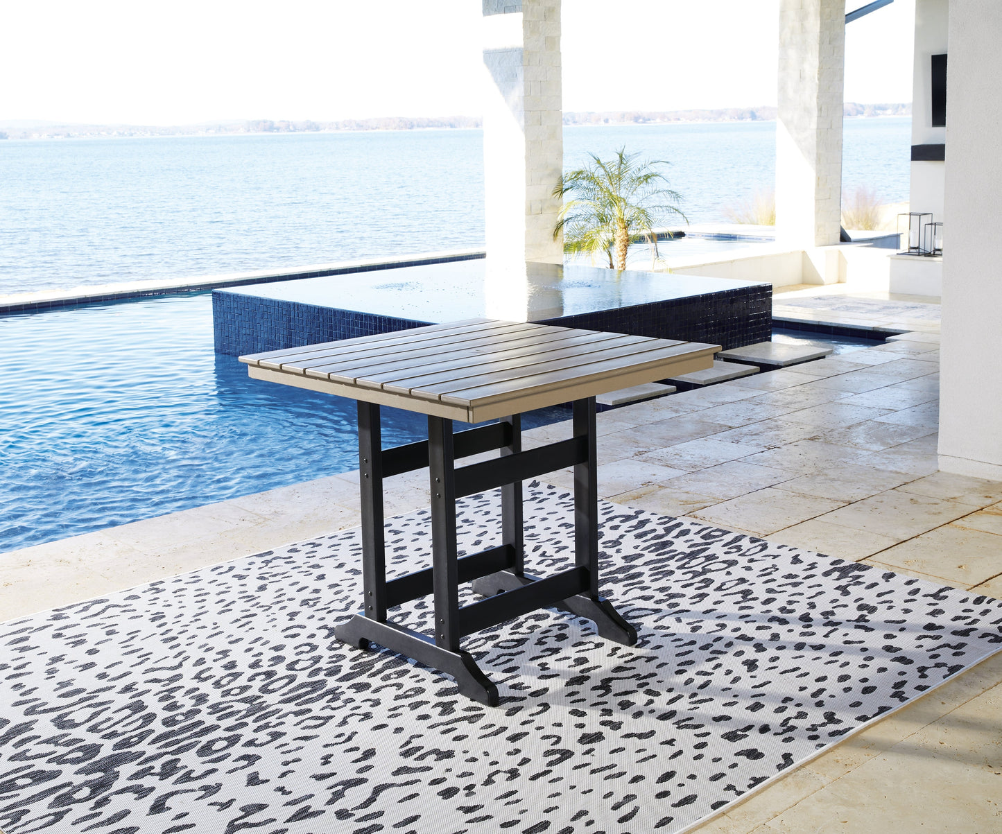Fairen Trail Black/Driftwood Outdoor Counter Height Dining Table