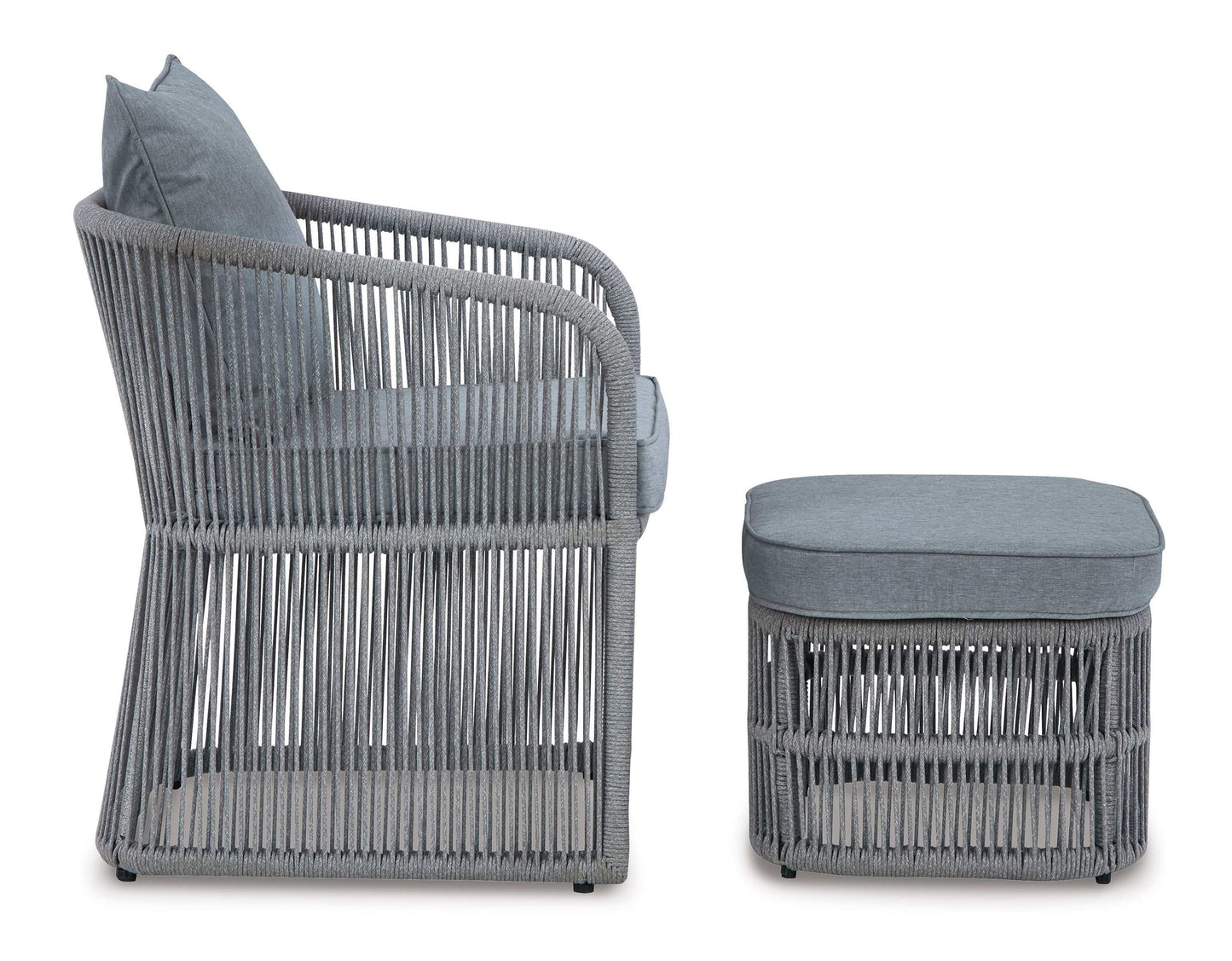 Coast Island Gray Outdoor Chair w/ Ottoman & Side Table