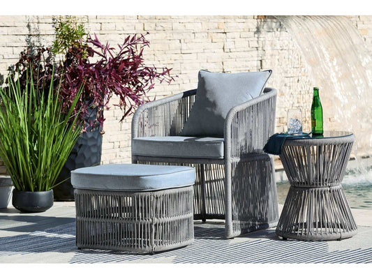 Coast Island Gray Outdoor Chair w/ Ottoman & Side Table