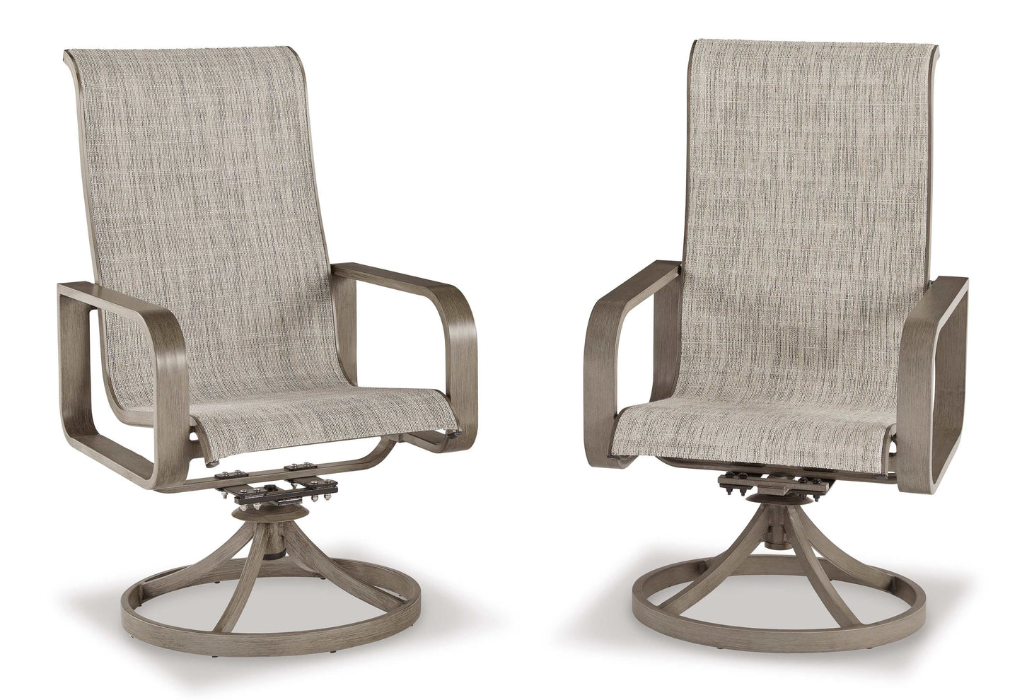 Beach Front Beige Sling Swivel Chair (Set of 2)