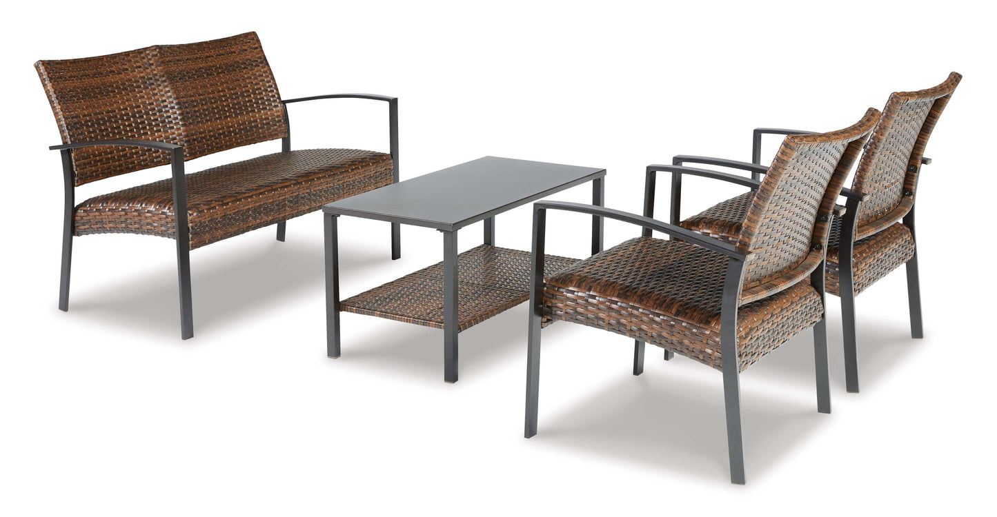 Zariyah Dark Brown 4pc Outdoor Conversation Set