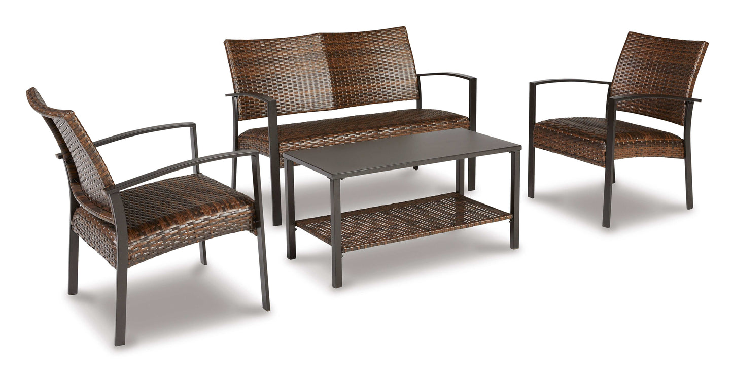 Zariyah Dark Brown 4pc Outdoor Conversation Set