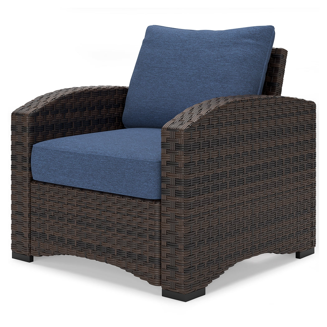 Windglow Blue/Brown Outdoor Lounge Chair with Cushion