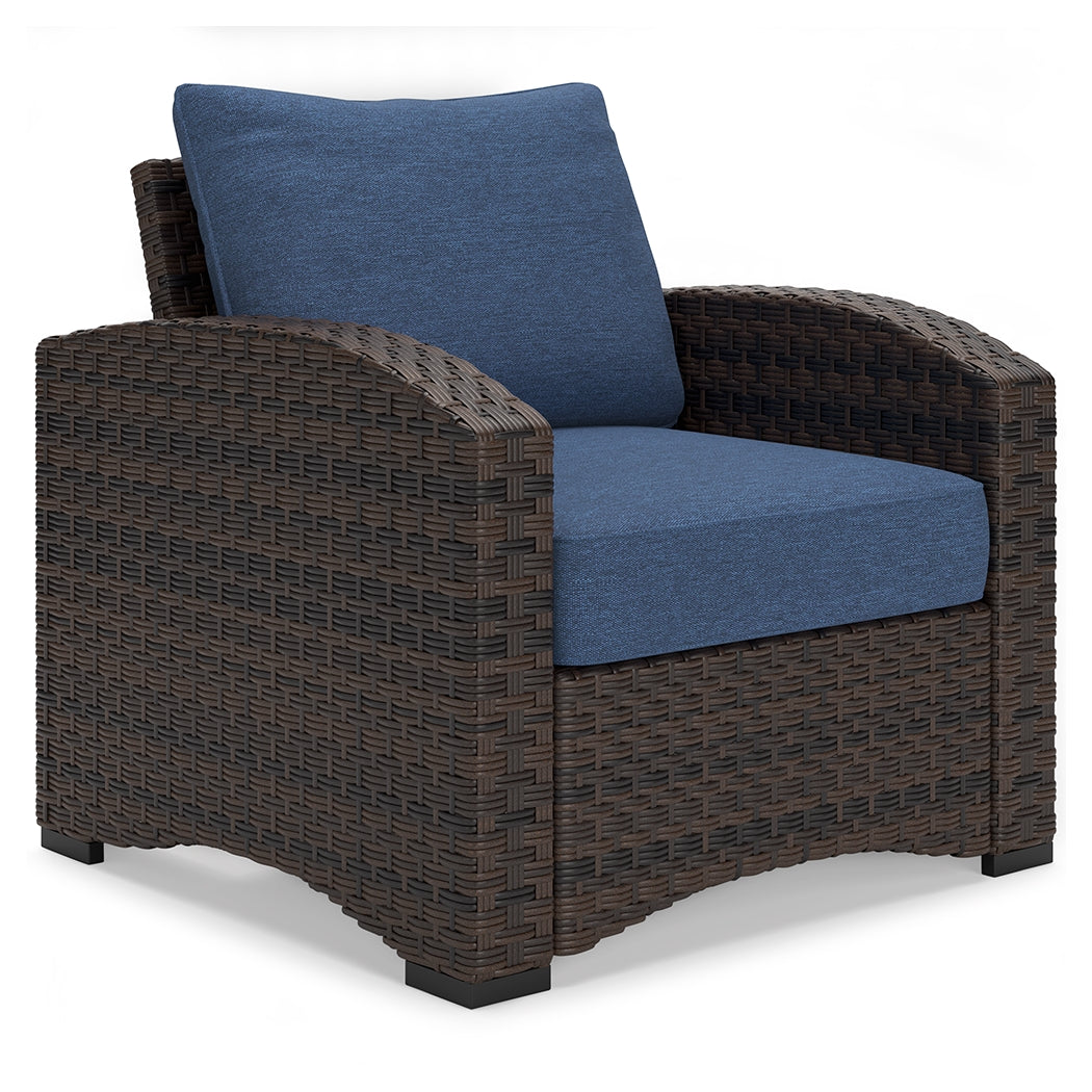 Windglow Blue/Brown Outdoor Lounge Chair with Cushion