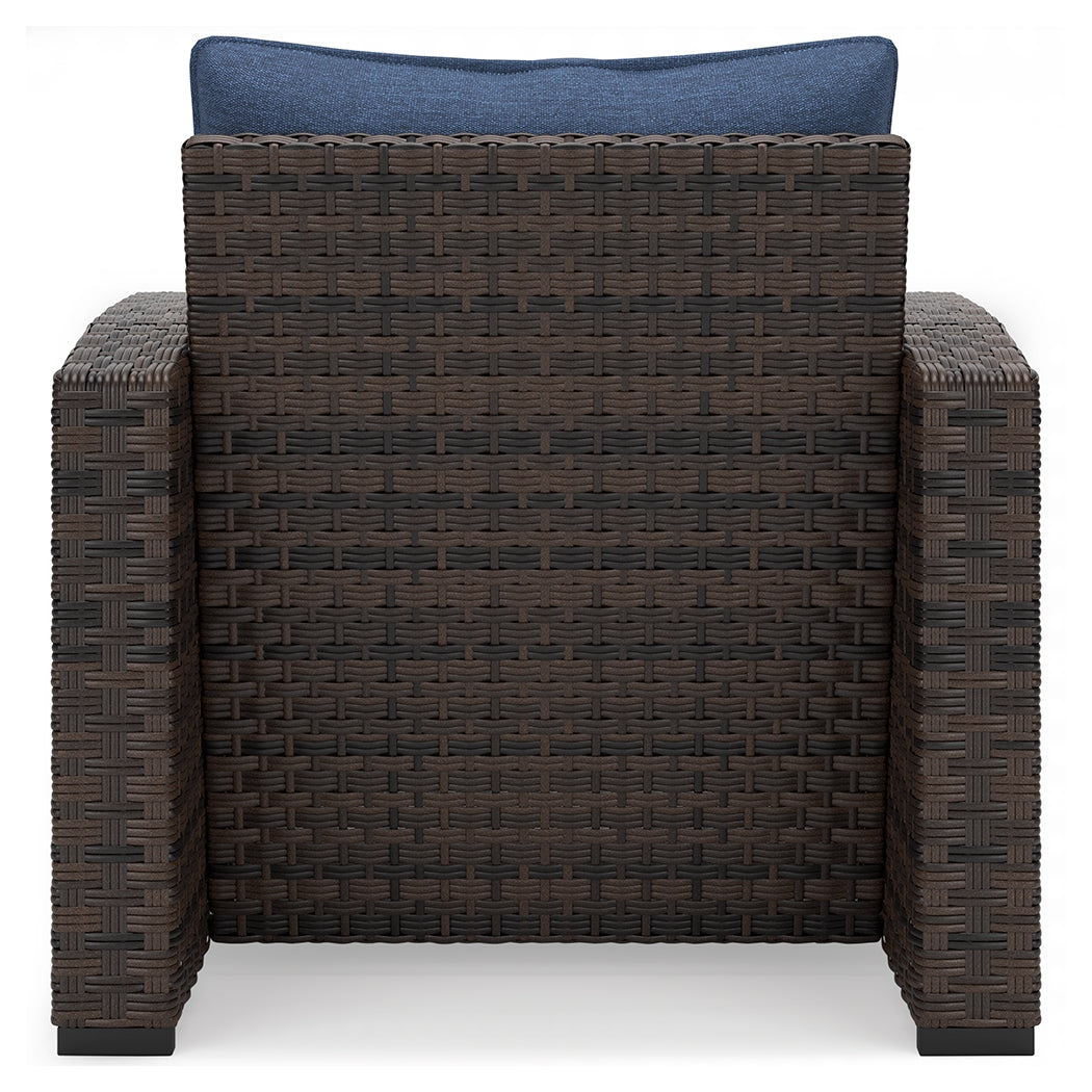 Windglow Blue/Brown Outdoor Lounge Chair with Cushion