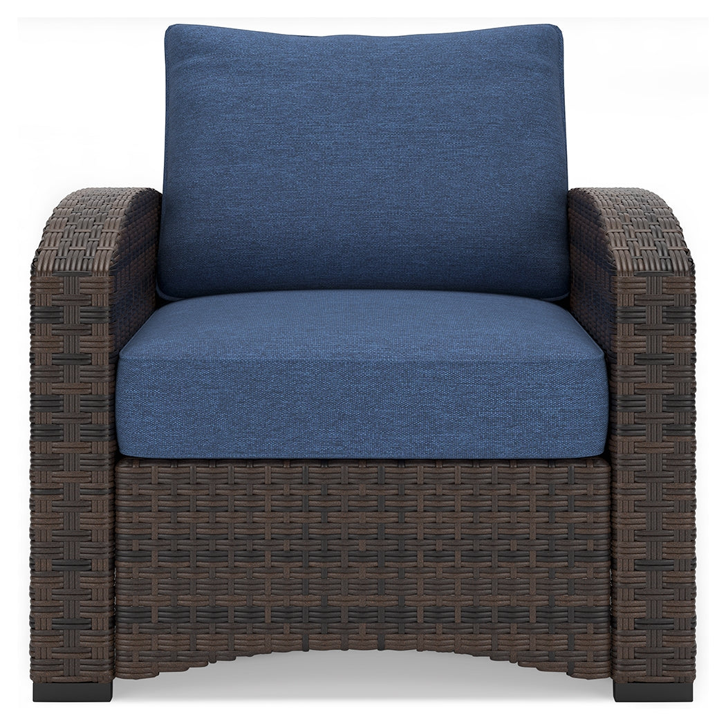 Windglow Blue/Brown Outdoor Lounge Chair with Cushion