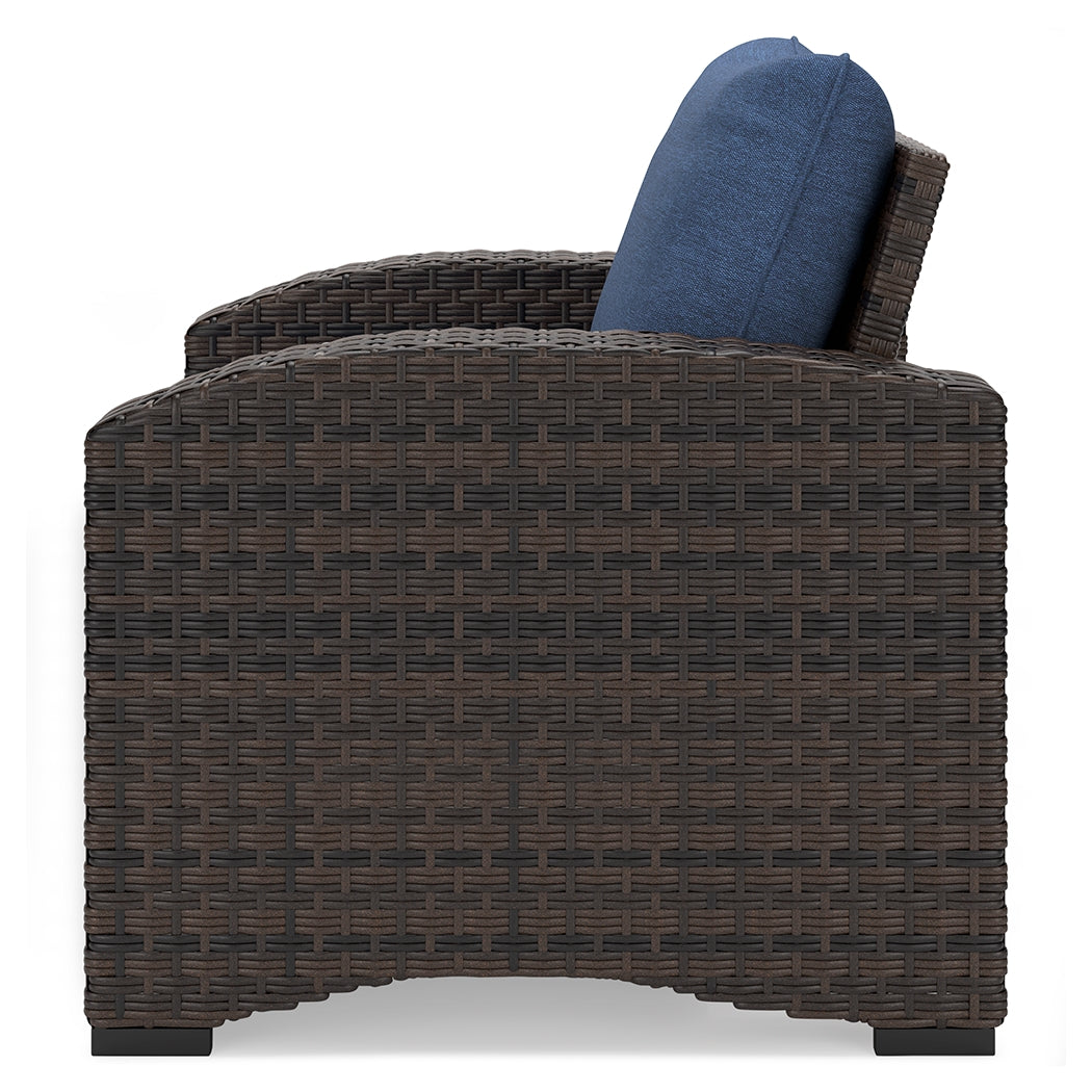 Windglow Blue/Brown Outdoor Lounge Chair with Cushion