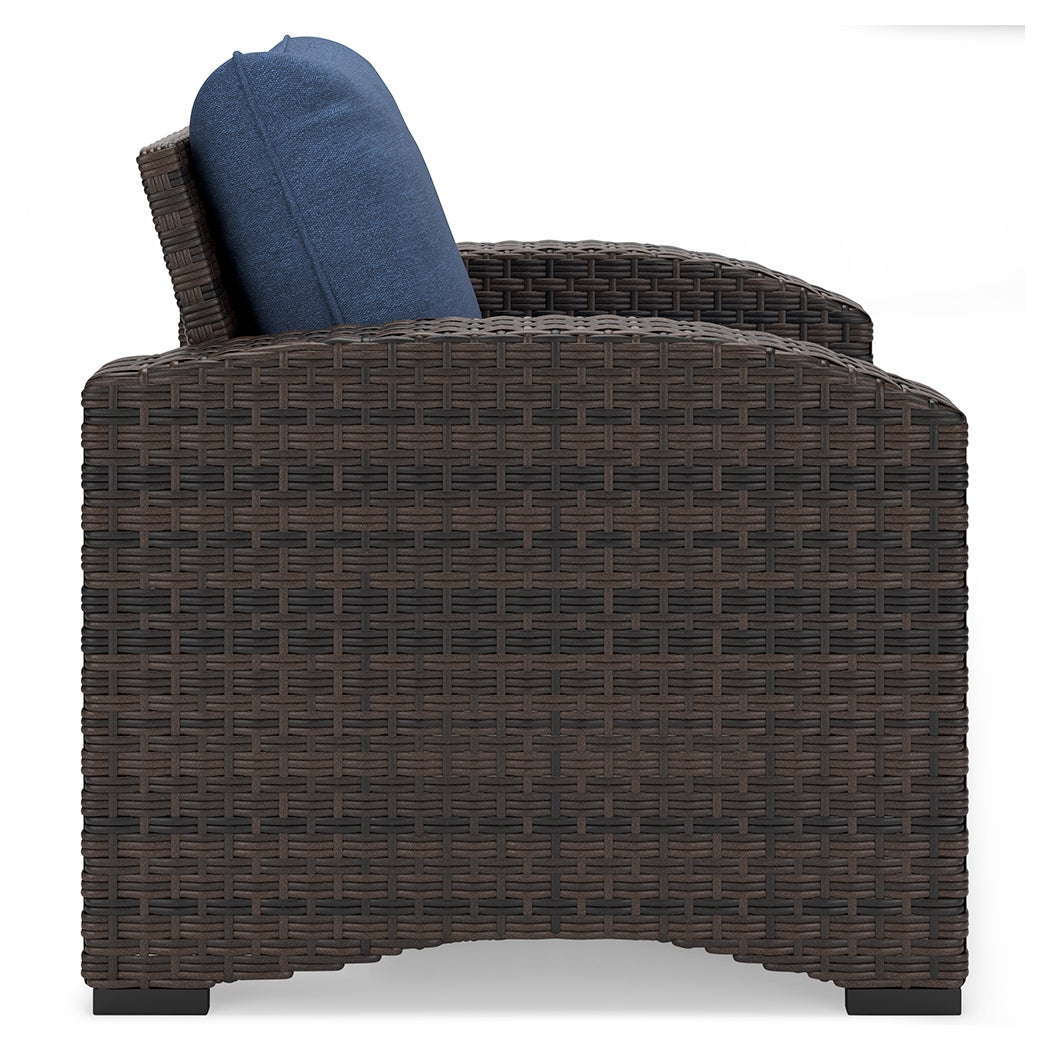 Windglow Blue/Brown Outdoor Lounge Chair with Cushion