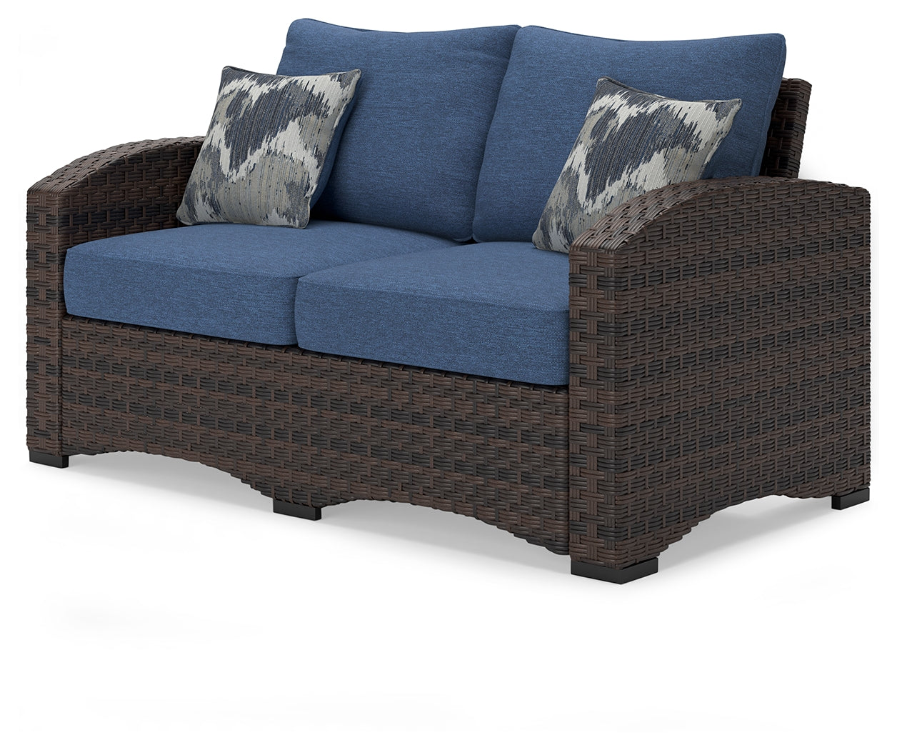 Windglow Blue/Brown Outdoor Loveseat with Cushion