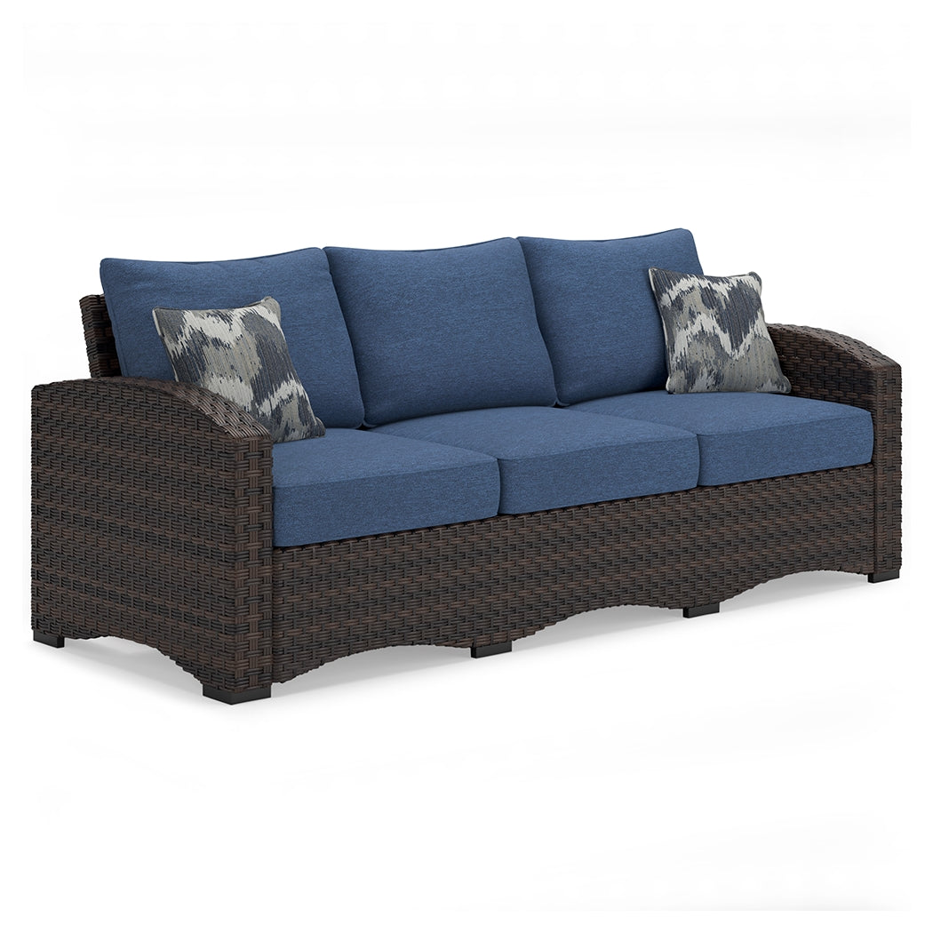 Windglow Blue/Brown Outdoor Sofa with Cushion