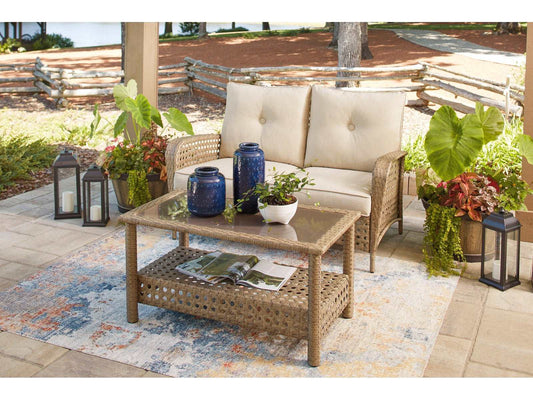 Braylee Driftwood Outdoor Loveseat w/ Table (Set of 2)