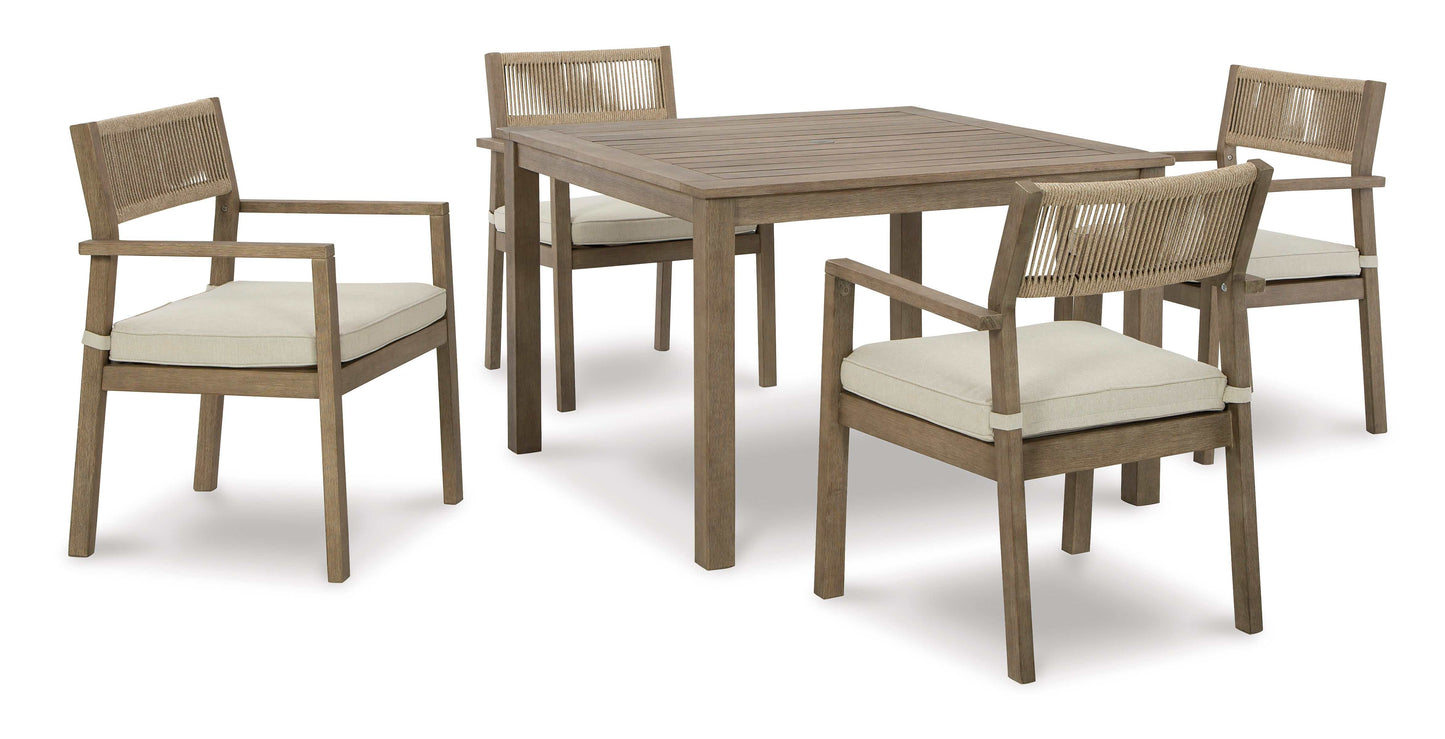 Aria Plains Brown Outdoor Dining Set / 5pc