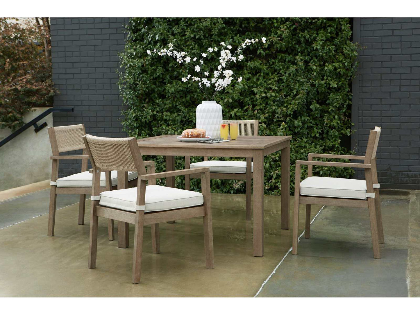 Aria Plains Brown Outdoor Dining Set / 5pc