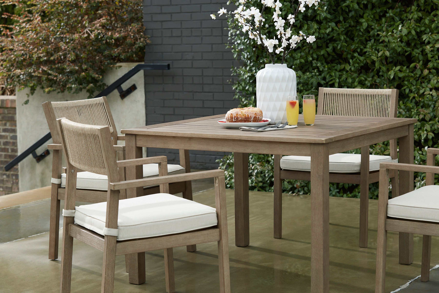 Aria Plains Brown Outdoor Dining Set / 3pc