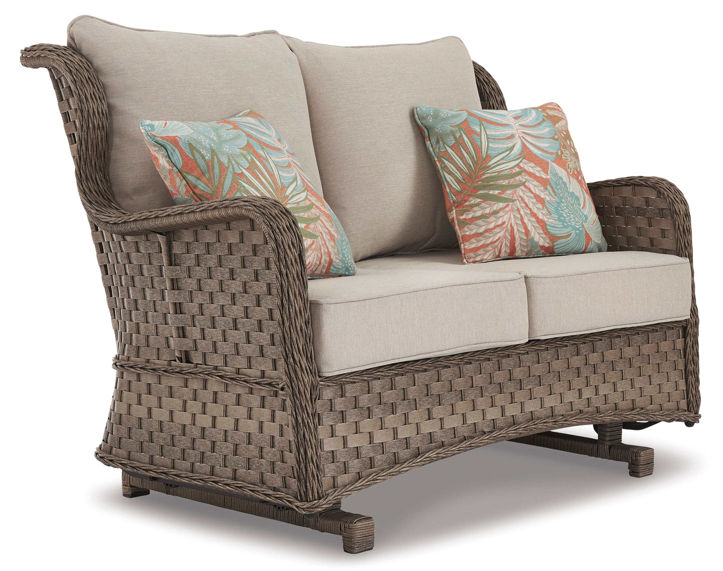 Clear Ridge Light Brown Outdoor Glider Loveseat w/ Cushion