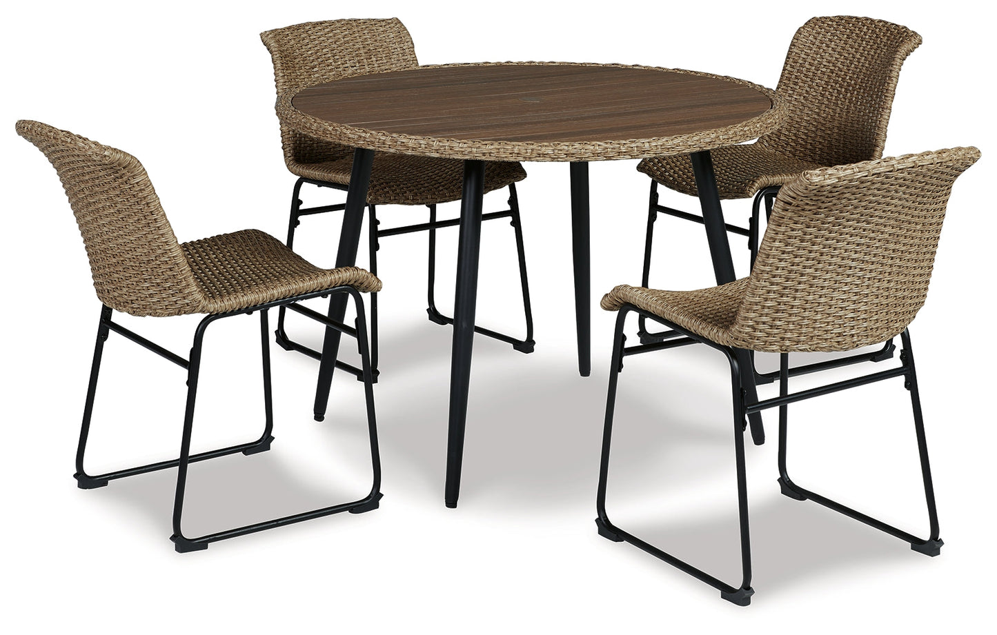 Amaris Brown/Black Outdoor Dining Table with 4 Chairs