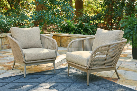 Swiss Valley Beige Outdoor Lounge Chair w/ Cushion (Set of 2)