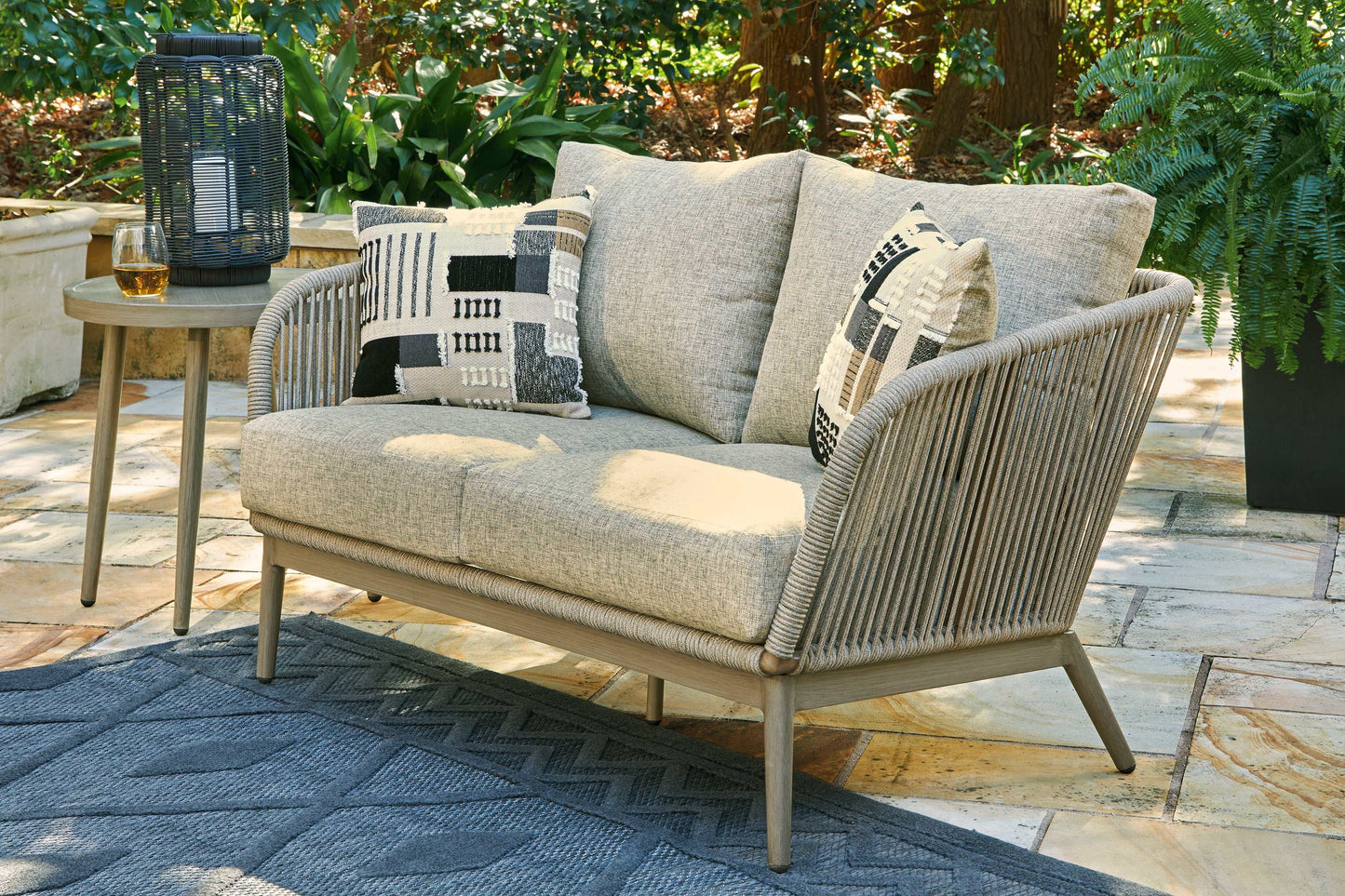 Swiss Valley Beige Outdoor Sofa & Loveseat / 2pc